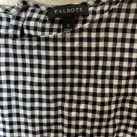 Talbots Black % White Blouse S (pictured blouse on larger size) 98% cotton - Picture 4 of 9